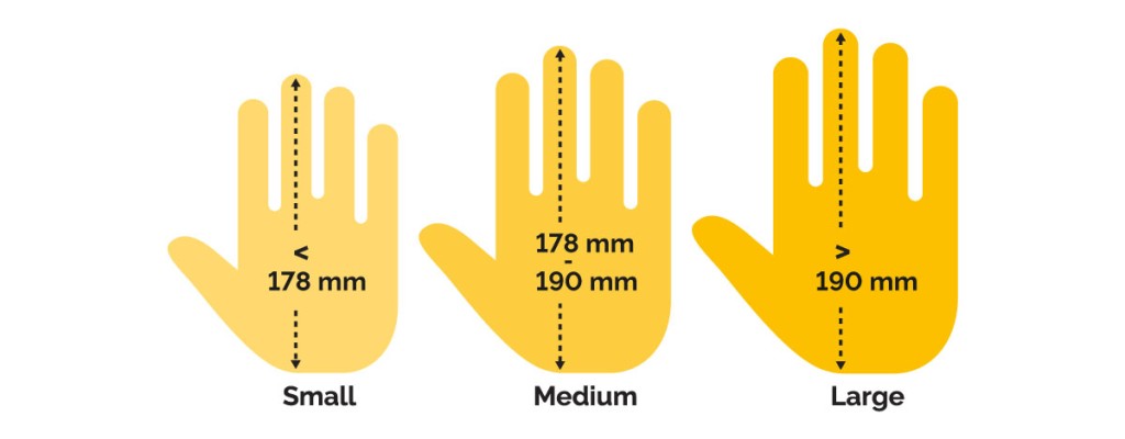 3 different hand sizes, choose the right size!